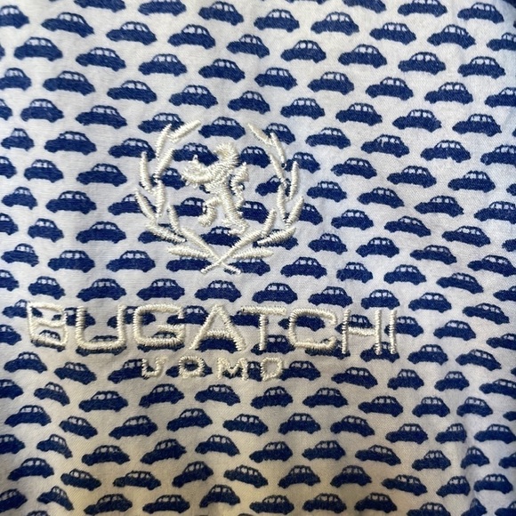 BUGATCHI uomo cotton shirt long sleeve striped button down Sz medium M - Picture 4 of 8